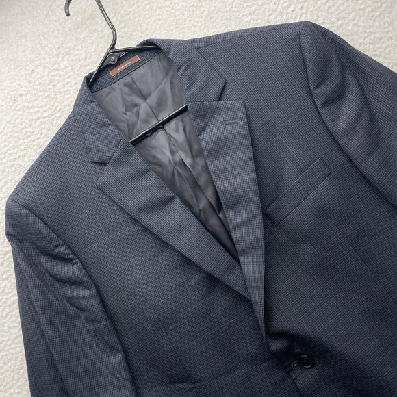 Peter Millar Blazer Mens 46R Wool Navy Blue Houndstooth Check Double Vent Canada